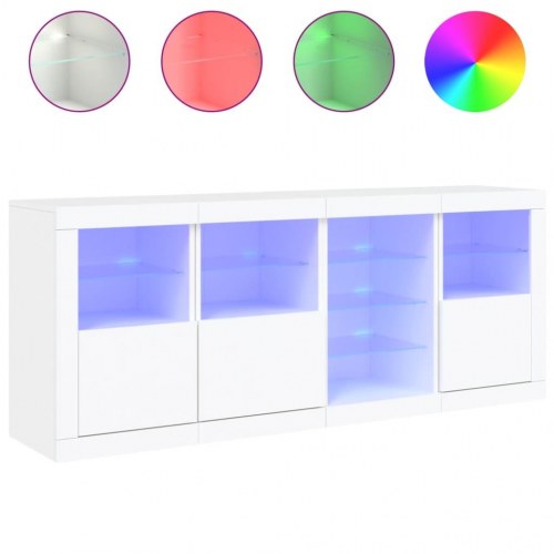Skænk med LED-lys 164 × 37 × 67 cm - hvid