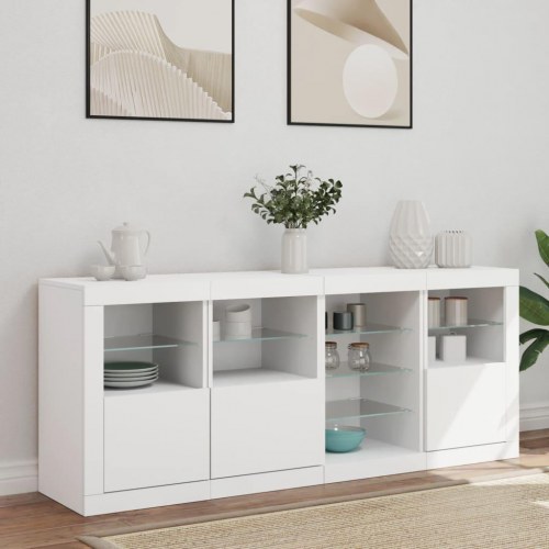 Skænk med LED-lys 164 × 37 × 67 cm - hvid