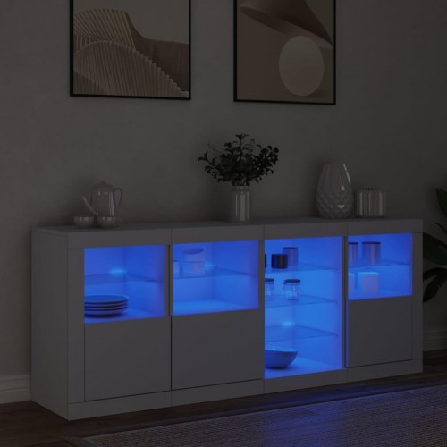 Skænk med LED-lys 164 × 37 × 67 cm - hvid