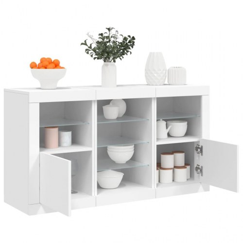 Skænk med LED-lys 123 × 37 × 67 cm - hvid