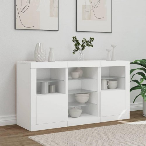 Skænk med LED-lys 123 × 37 × 67 cm - hvid