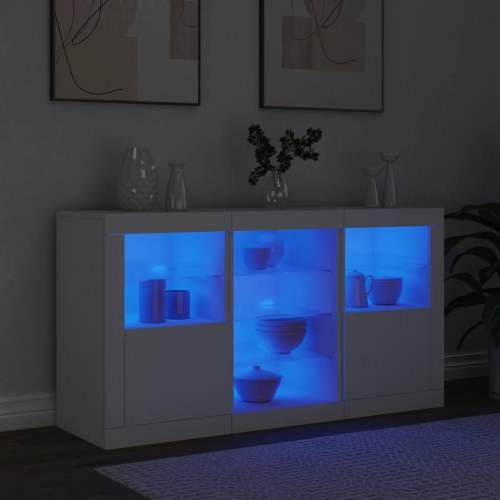 Skænk med LED-lys 123 × 37 × 67 cm - hvid