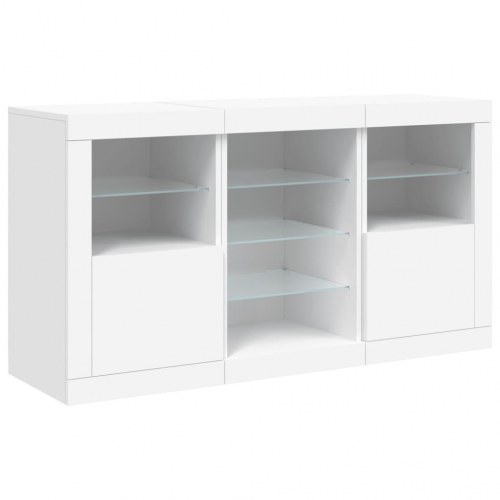 Skænk med LED-lys 123 × 37 × 67 cm - hvid