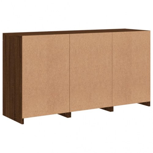 Skænk med LED-lys 123x37x67 cm brun egetræsfarve