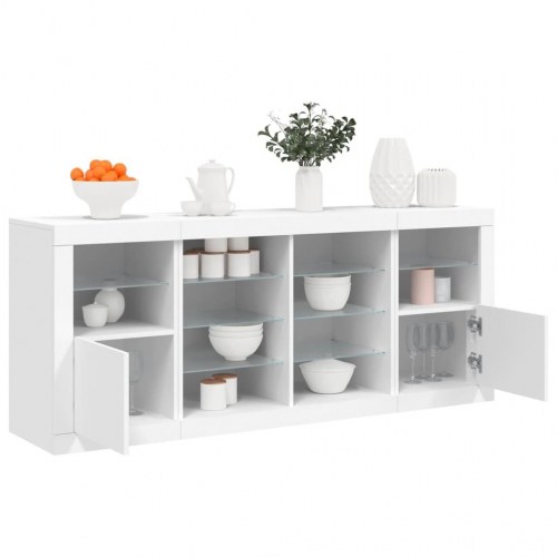 Skænk med LED-lys 163x37x67 cm hvid