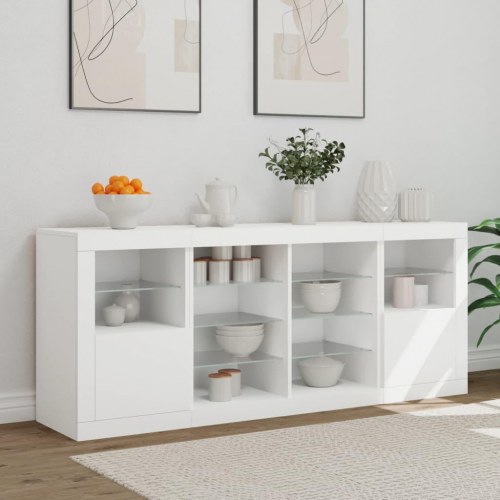 Skænk med LED-lys 163x37x67 cm hvid