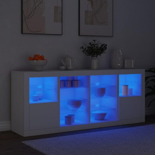 Skænk med LED-lys 163x37x67 cm hvid