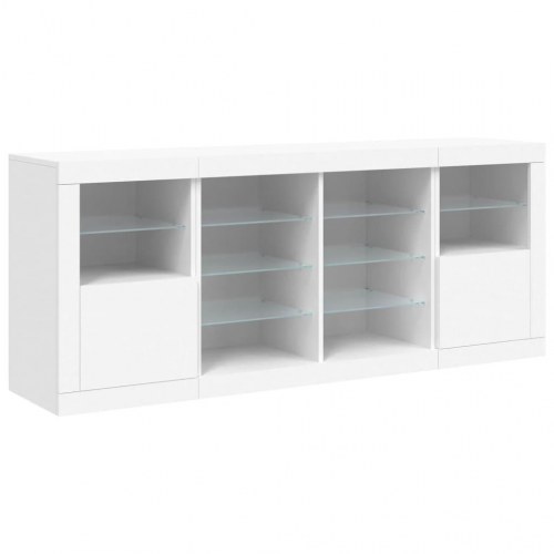 Skænk med LED-lys 163x37x67 cm hvid