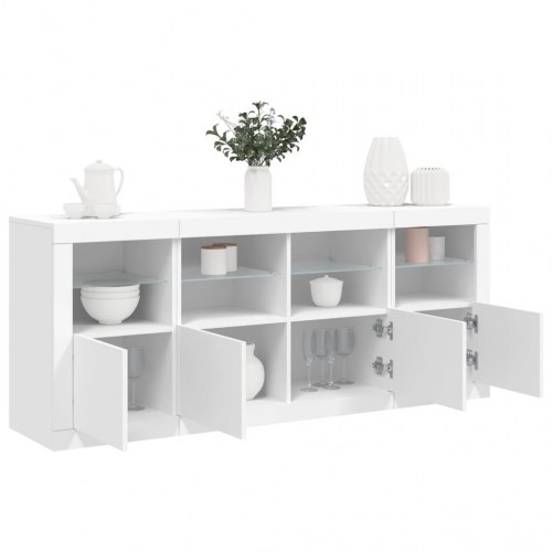 Skænk med LED-lys 163 x 37 x 67 cm - hvid