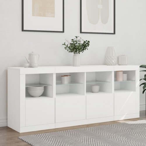 Skænk med LED-lys 163 x 37 x 67 cm - hvid