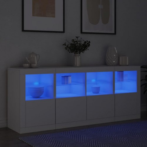 Skænk med LED-lys 163 x 37 x 67 cm - hvid