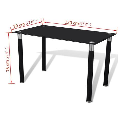 Spisebord med glasplade sort