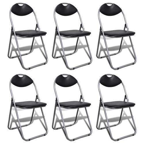 Foldbare spisebordsstole 6 stk. kunstlæder og stål sort