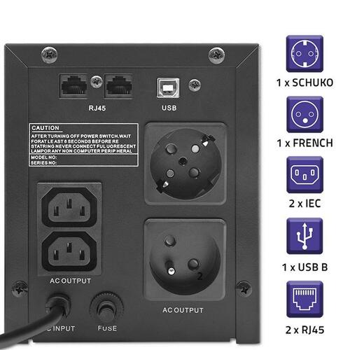 System til Uafbrydelig Strømforsyning Interaktivt UPS Qoltec 53770 900 W