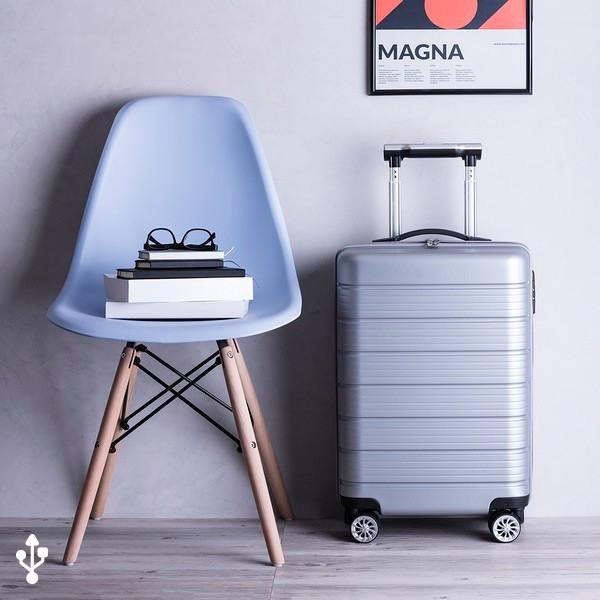 Trolley med USB-oplader og Støtte til Tablet (37,5 x 57 x 23 cm) 146016 Grå