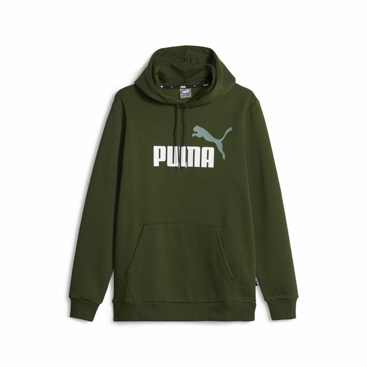 Hættetrøje Til Mænd Puma Ess+ Col Big Logo Mørk Grøn
