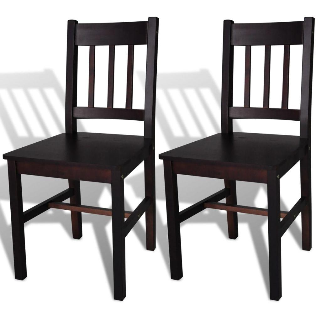 Spisebordsstole 2 stk. fyrretræ mørkebrun