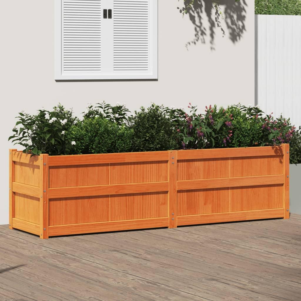 Plantekasse 180x50x50 cm massivt fyrretræ gyldenbrun