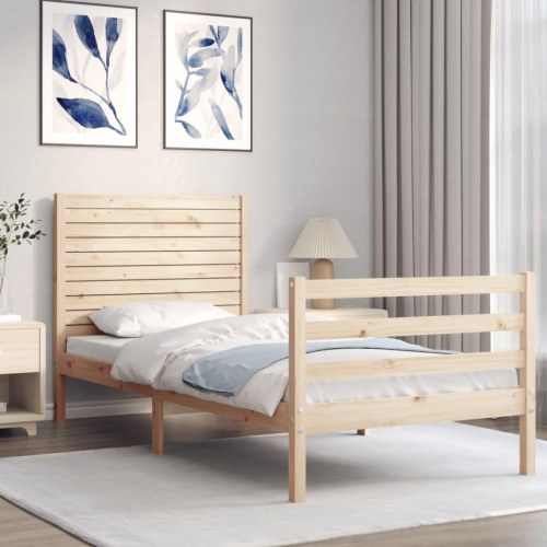 Sengeramme med sengegavl 100x200 cm - massivt fyrretræ