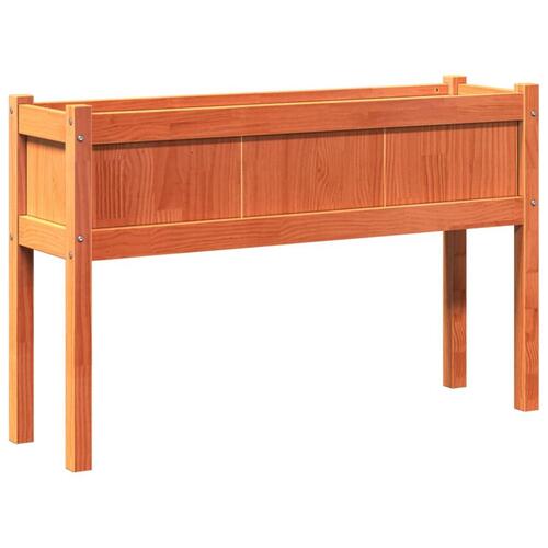 Plantekasse med ben 110x31x70 cm massivt fyrretræ gyldenbrun