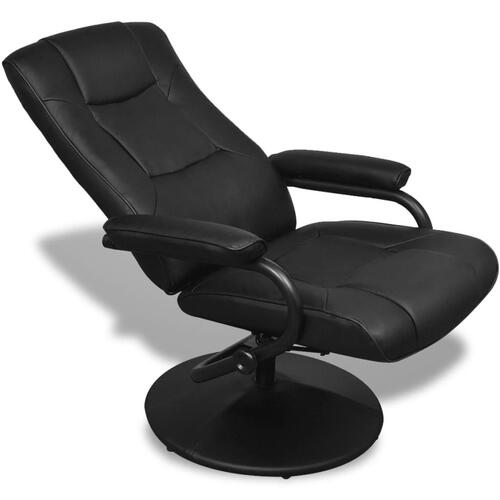 Tv-stol med fodskammel sort kunstlæder