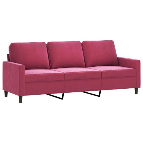 Sofasæt i velour - 1-, 2- og 3-personers sofa med hynder, vinrød