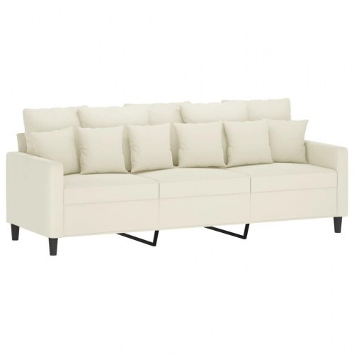 Sofasæt i velour - 3 dele med hynder, cremefarvet