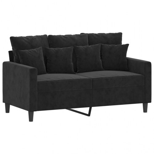 Sofasæt i velour, 2-dele - sort 2- og 3-personers