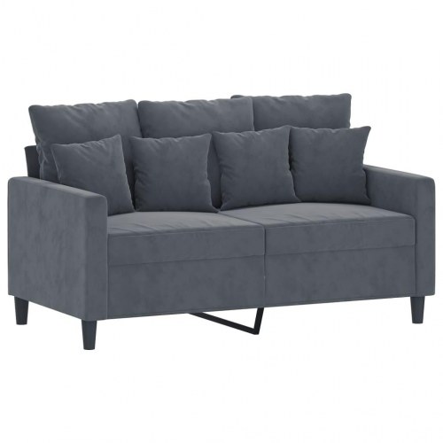 Sofasæt i velour, 3 dele med hynder - mørkegrå