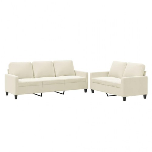 Sofasæt i velour - 2- og 3-personers, cremefarvet