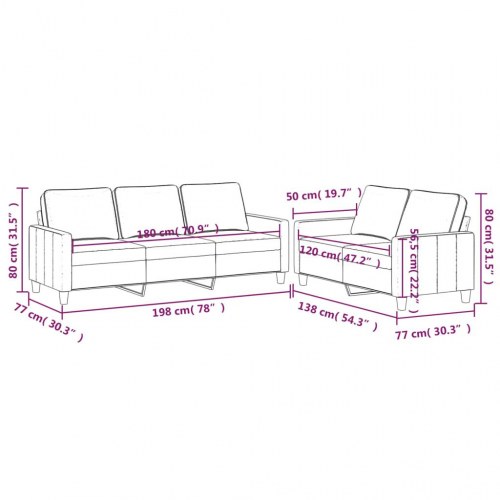 Sofasæt i velour - 2- og 3-personers, cremefarvet