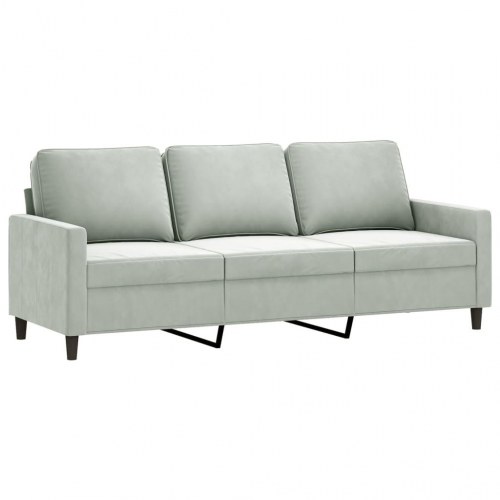 Sofasæt i velour, 3 dele med hynder - lysegrå