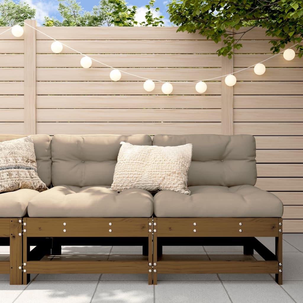 Haveskammel Massivt Fyrretræ Sort - Brunt fyrretræ / Loveseat uden armlæn