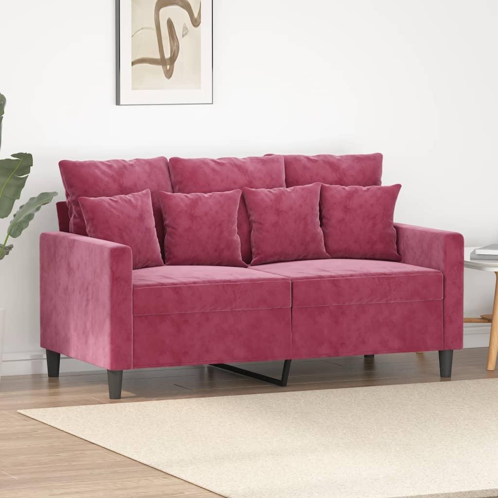 2-Personers Sofa Fløjl - 120 cm / Vinrød