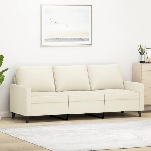 3-personers sofa i fløjl - cremefarvet, 180 cm sædebredde