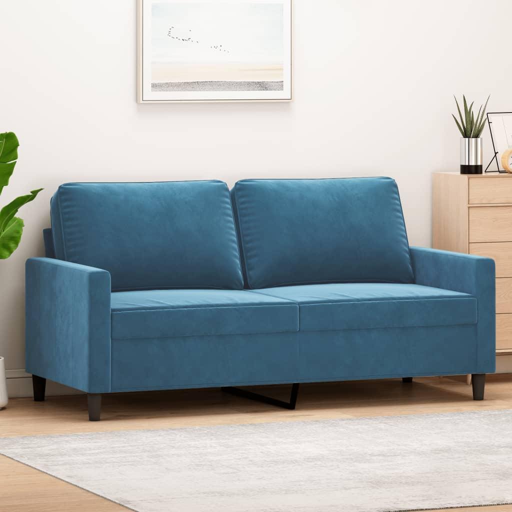 2-personers sofa 140 cm fløjl blå billede
