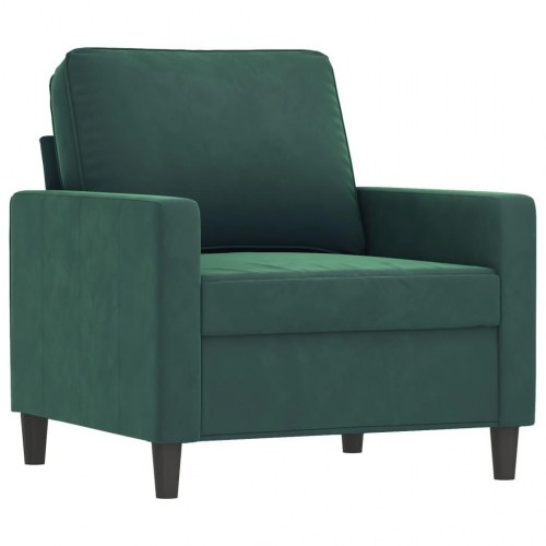Sofasæt i velour - 3 dele med hynder, mørkegrøn