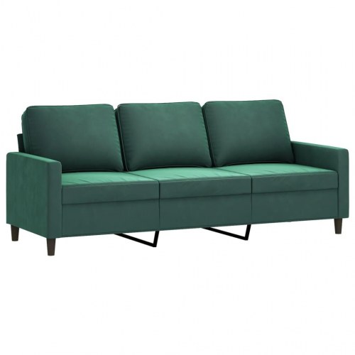 Sofasæt i velour - 3 dele med hynder, mørkegrøn