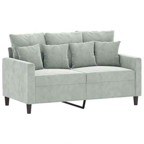 Sofasæt i velour - 2 dele med hynder, lysegrå