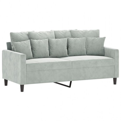 Sofasæt i velour - 2 dele med hynder, lysegrå