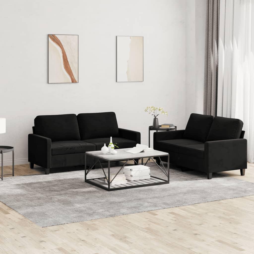 2 personers sofa med hynder velour sort