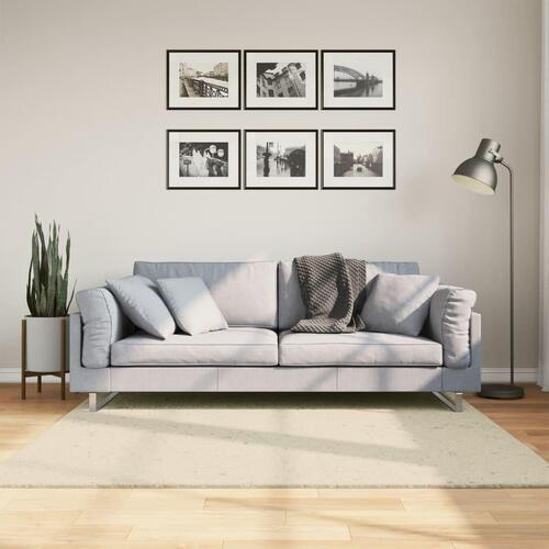 Gulvtæppe HUARTE 160x160 cm kort luv og vaskbart cremefarvet