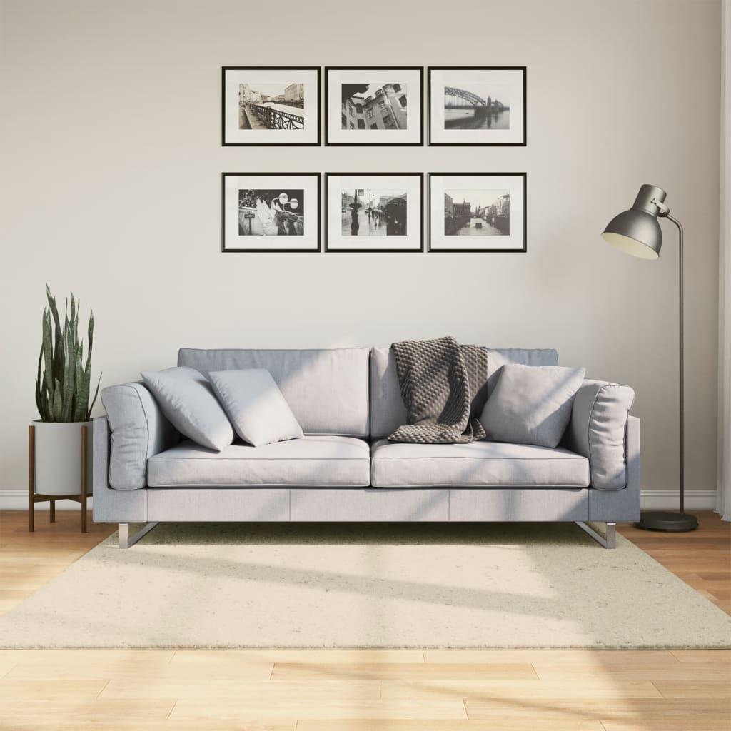 Gulvtæppe HUARTE 160x160 cm kort luv og vaskbart cremefarvet