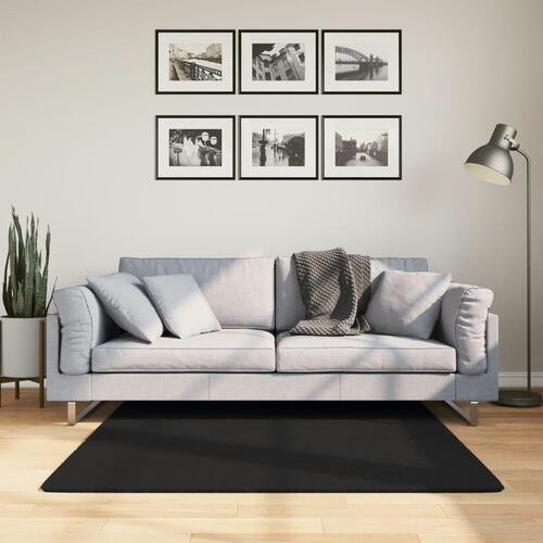 Gulvtæppe HUARTE 120x120 cm kort luv og vaskbart sort