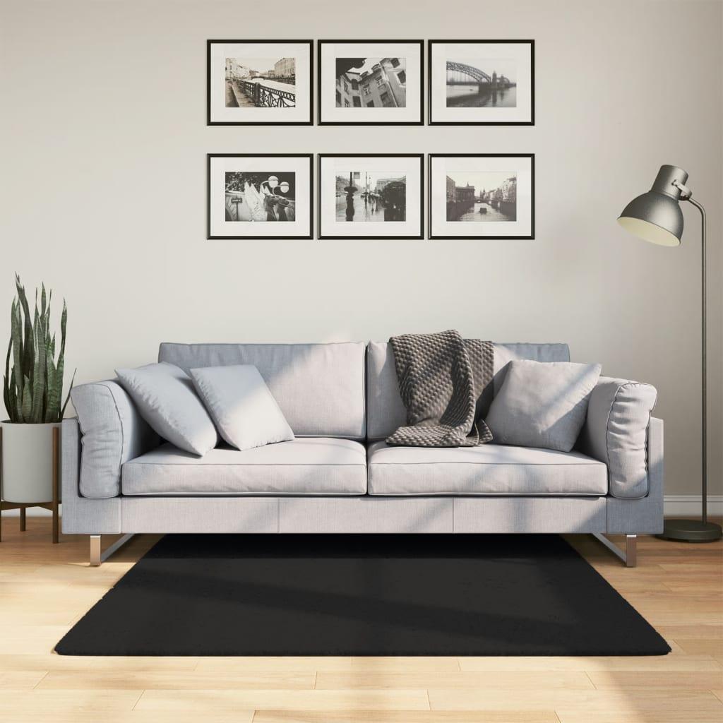 Gulvtæppe HUARTE 120x120 cm kort luv og vaskbart sort
