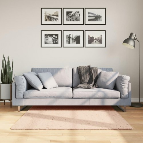 Gulvtæppe HUARTE 120x120 cm kort luv og vaskbart rosa