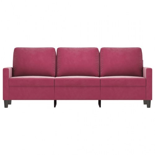 3-personers sofa i fløjl - vinrød, sædebredde 180 cm