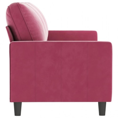 3-personers sofa i fløjl - vinrød, sædebredde 180 cm