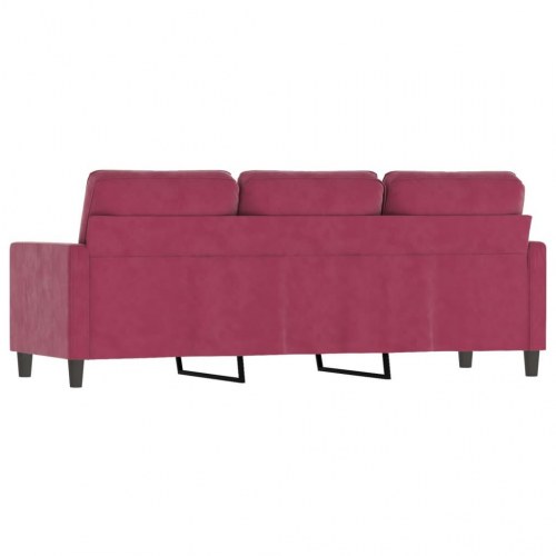 3-personers sofa i fløjl - vinrød, sædebredde 180 cm