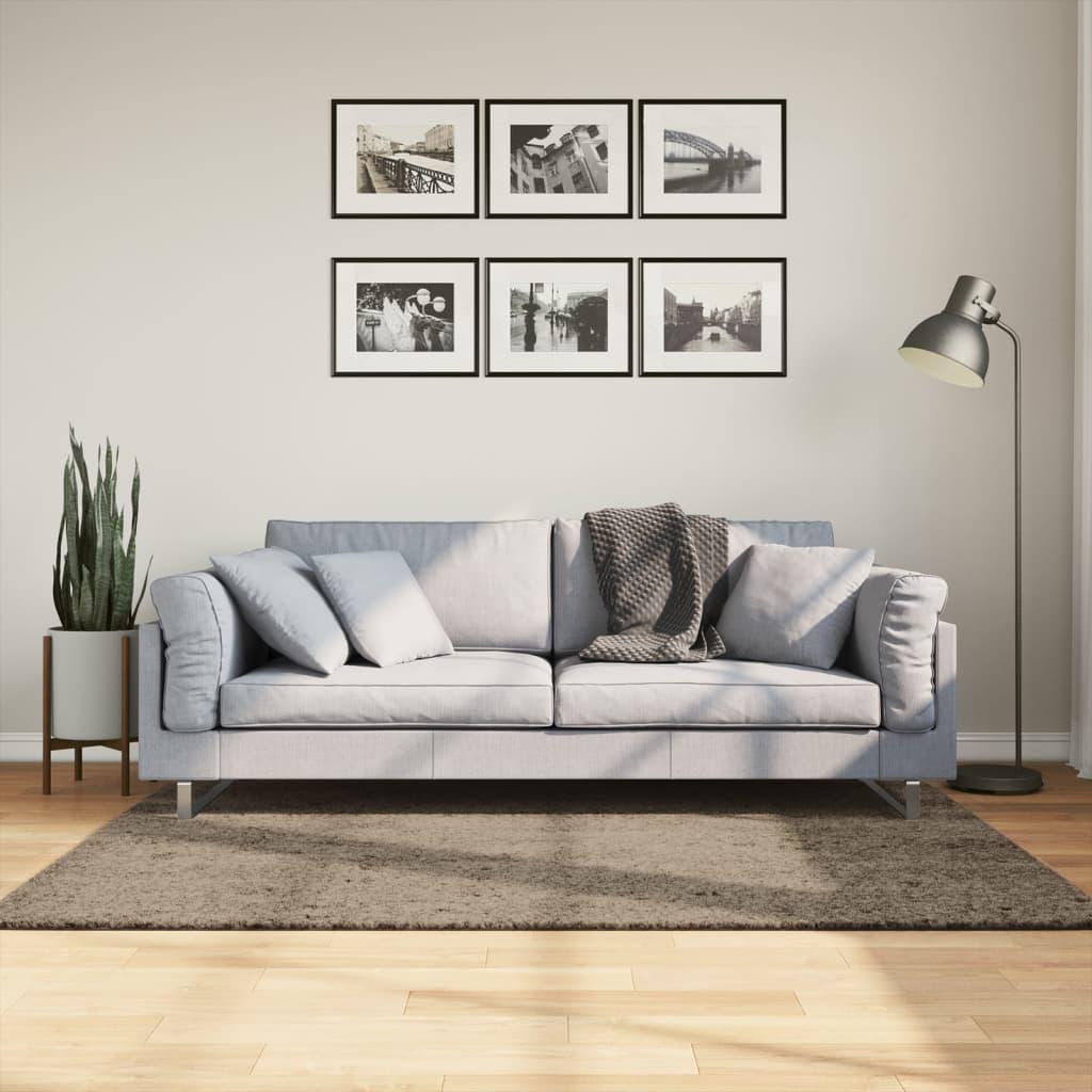 Gulvtæppe ISTAN 80x150 cm lang luv skinnende look grå